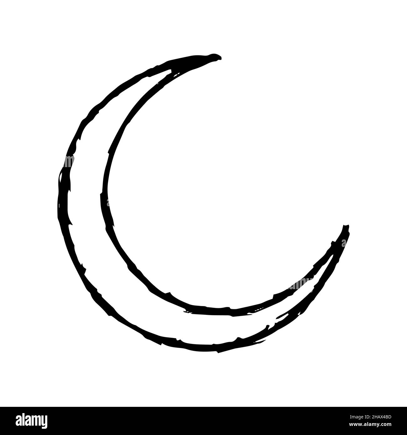 Crescent drawing icon. Hand drawn moon sign. Vector eps sketch isolated night symbol Stock Vector