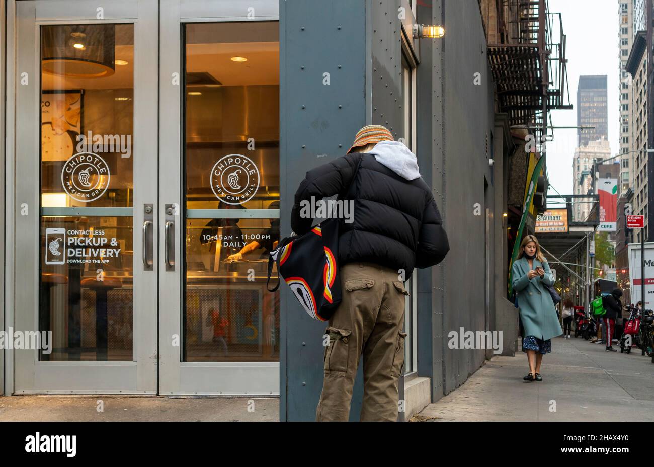 A Chipotle Mexican Grill restaurant in the Chelsea neighborhood of New York on Monday, December 6, 2021. (© Richard B. Levine) Stock Photo
