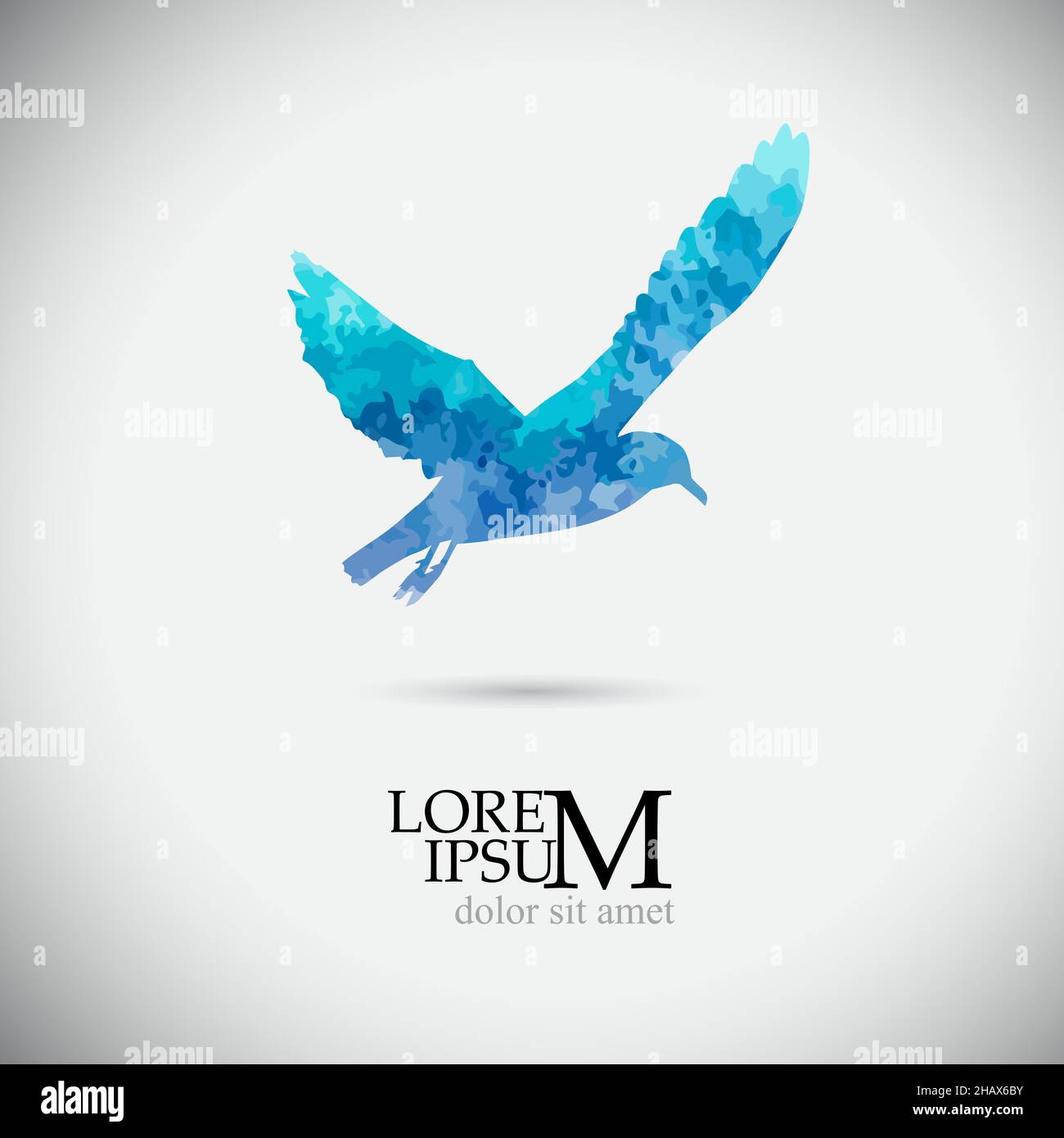 Flying blue watercolor seagull. Vector illustration Stock Vector Image ...