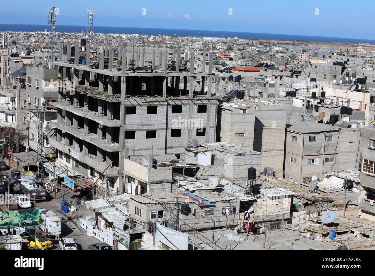 General view of Palestinian homes and buildings in the Rafah refugee camp  in the southern Gaza Strip, on December 15, 2021 Stock Photo - Alamy