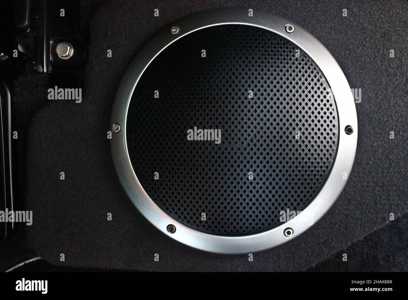 Music speakers in the car Stock Photo Alamy