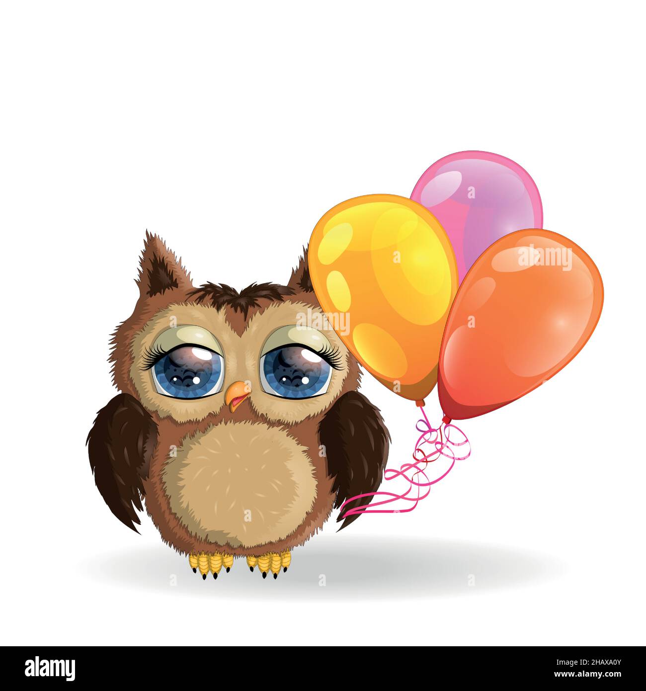 Cute Cartoon Owl Girl with a balloon Stock Vector Image & Art - Alamy