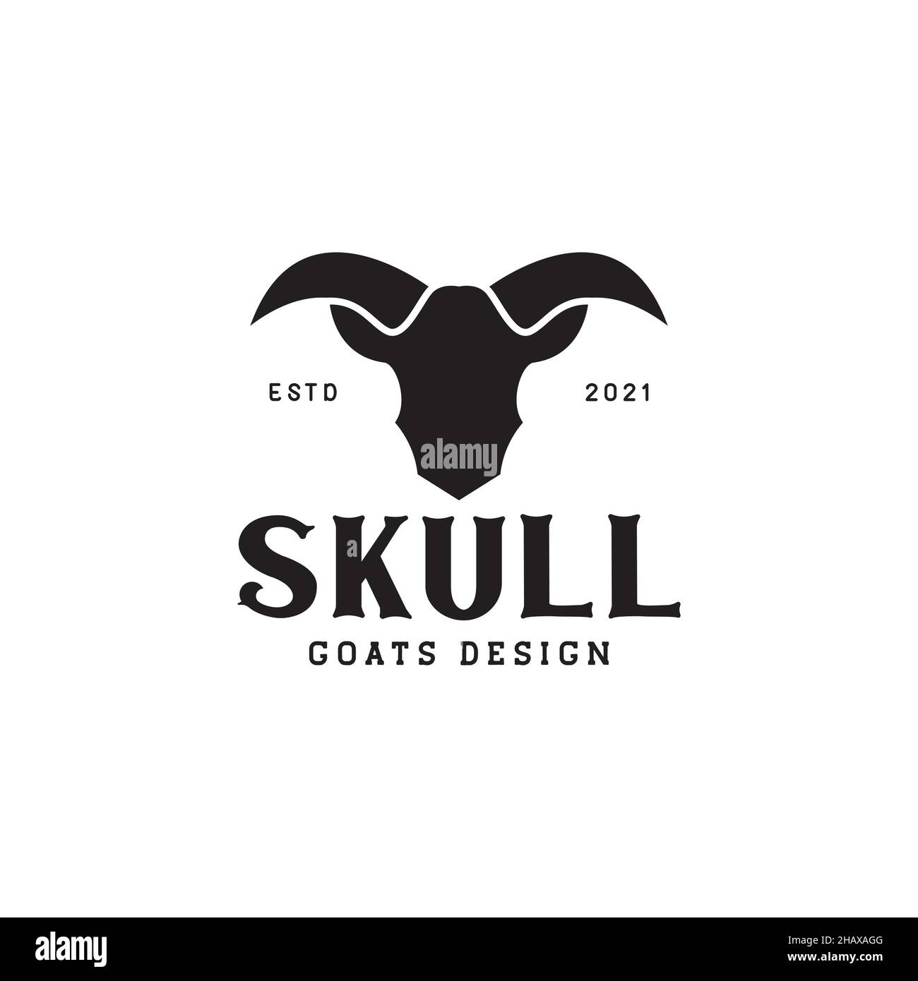 black head skull goats vintage logo symbol icon vector graphic design illustration idea creative Stock Vector