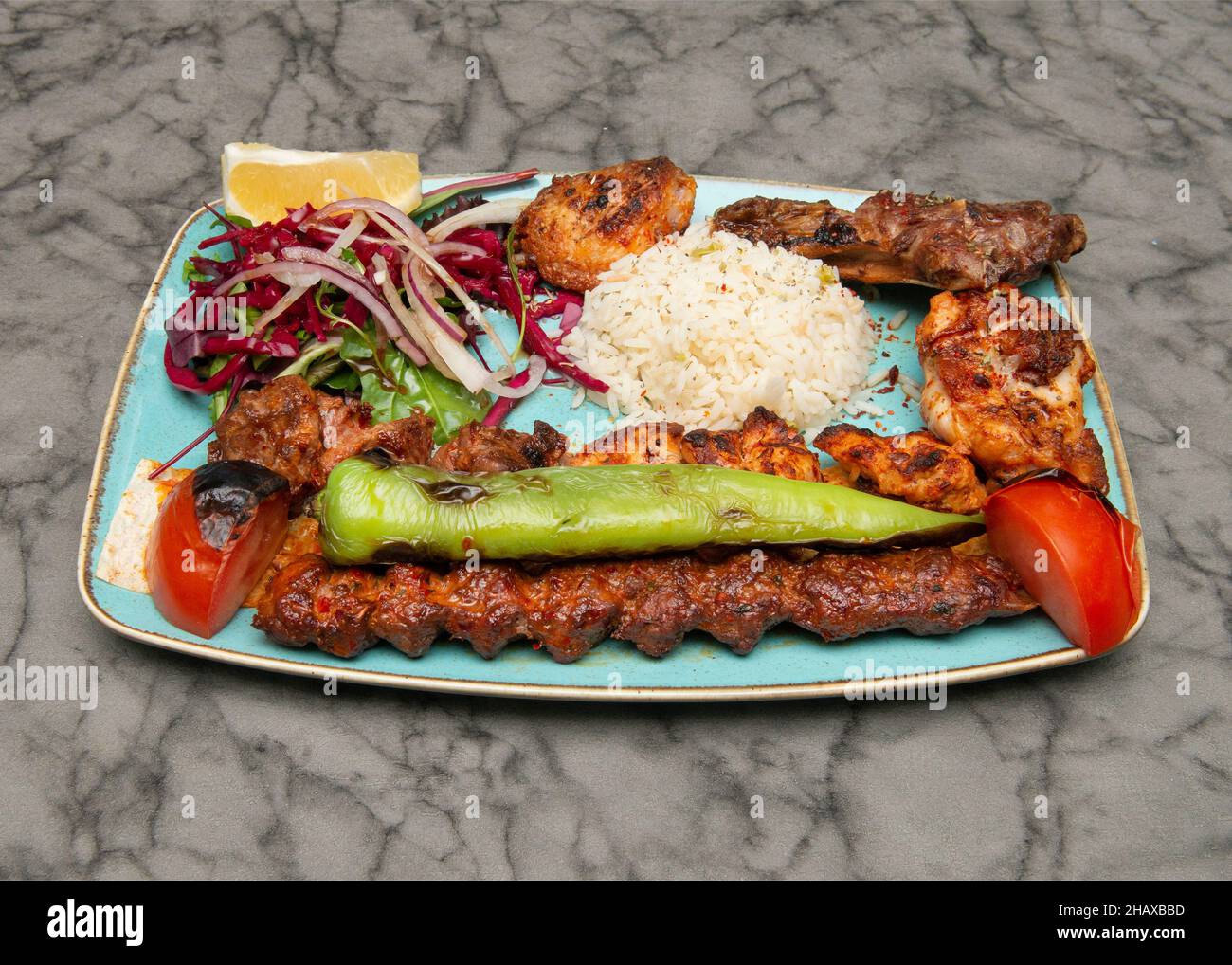 Mixed grill Greek food Stock Photo Alamy