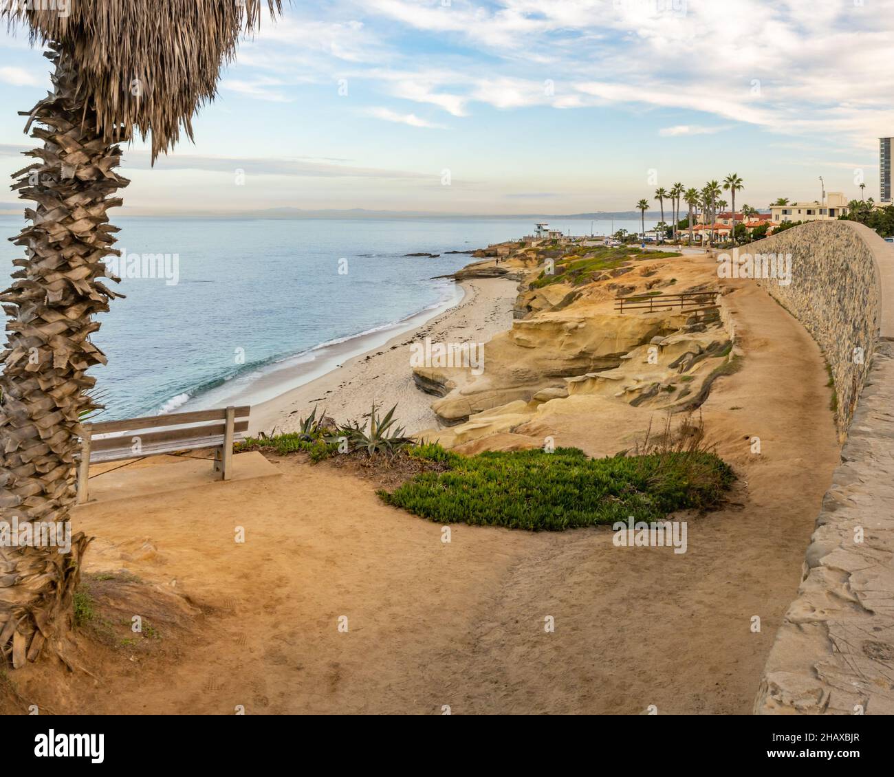 La Jolla Coast Walk meanders along the beach at the Pacific Ocean, La Jolla, California. Stock Photo