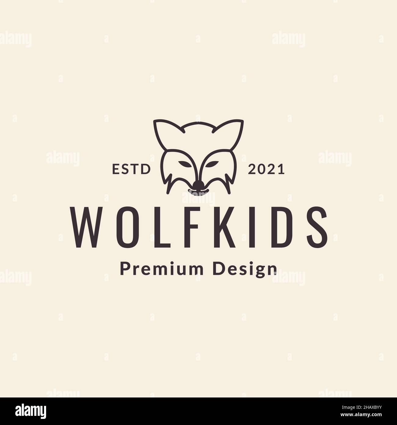 hipster head little wolf logo symbol icon vector graphic design illustration idea creative Stock Vector