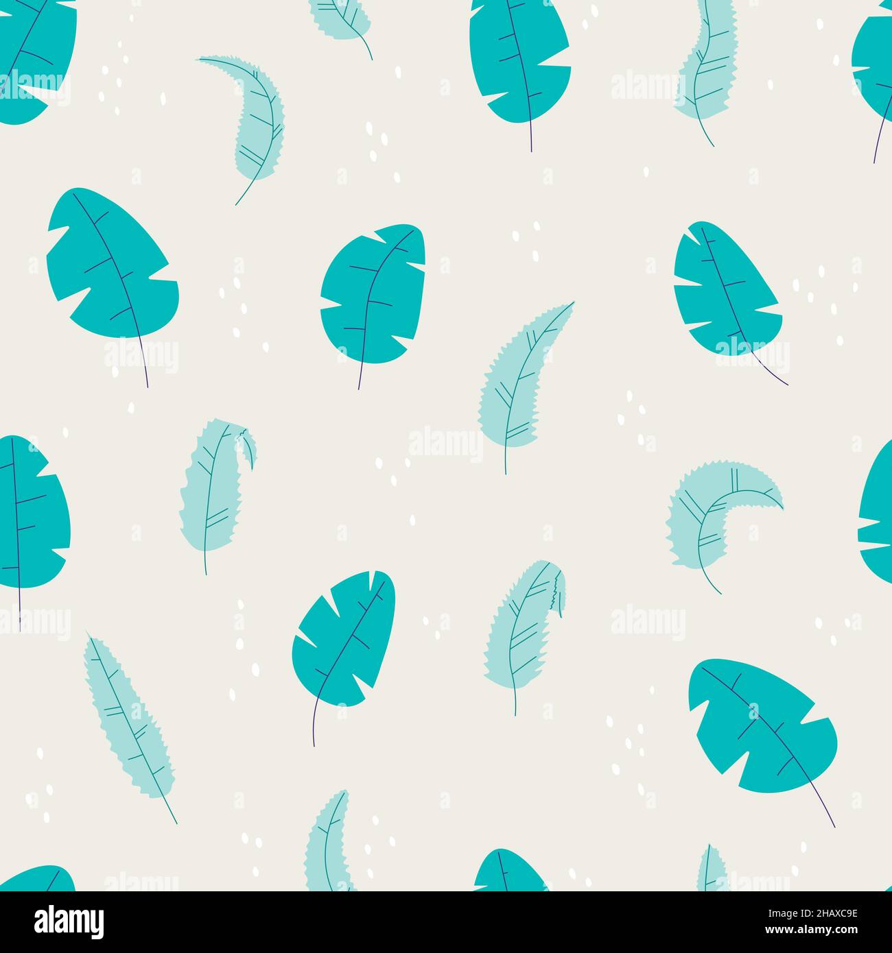 Vector botanical seamless pattern with decorative green leaves and ...
