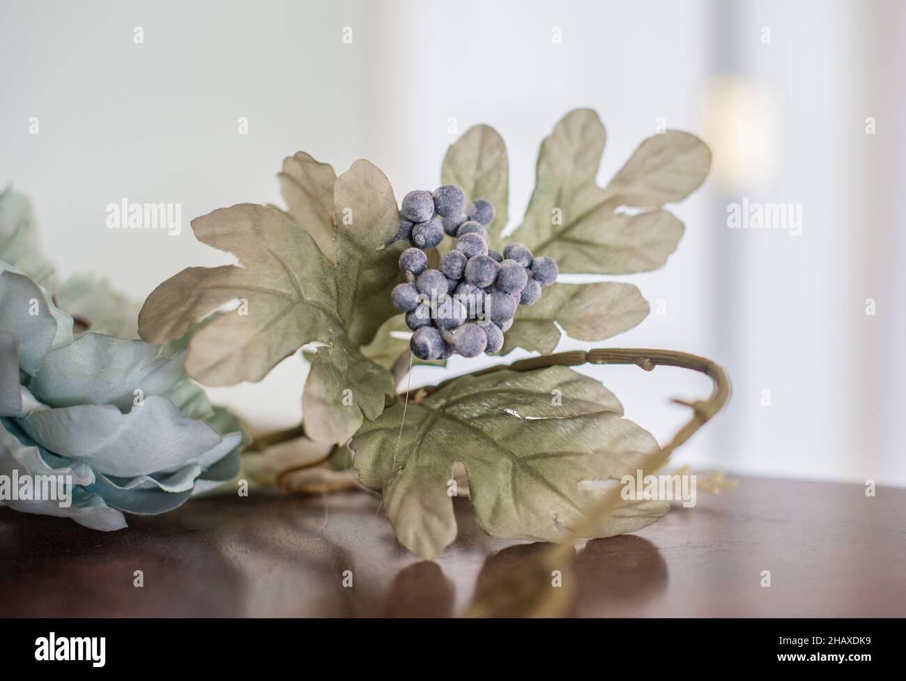 Fake blueberry and leave decorations Stock Photo