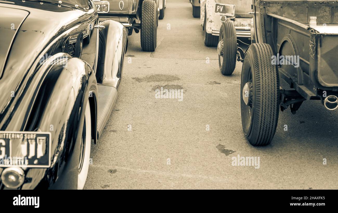 Vintage of American car parking Stock Photo - Alamy