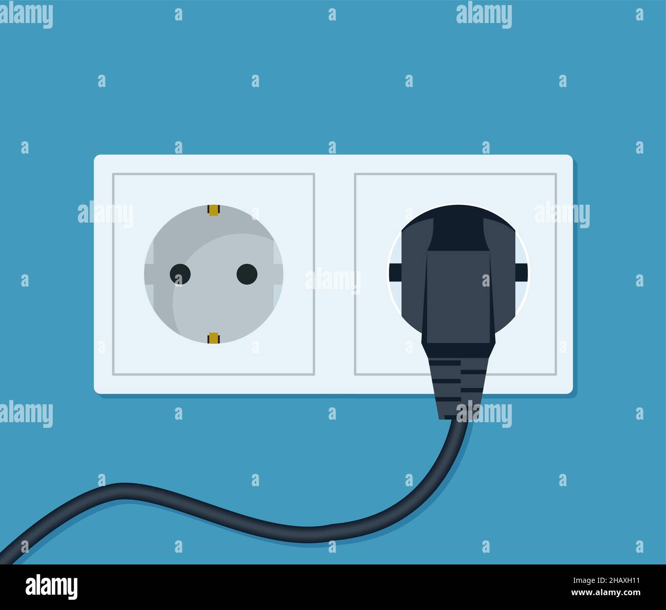 Electrical outlet and plug. Wall socket with cable. Vector illustration ...