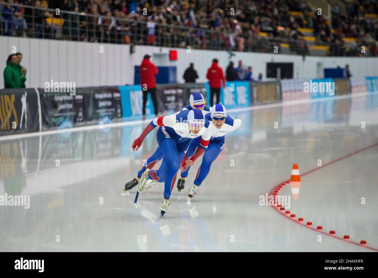 ISU European Speed Skating Championships. Athlete on ice. Classic speed