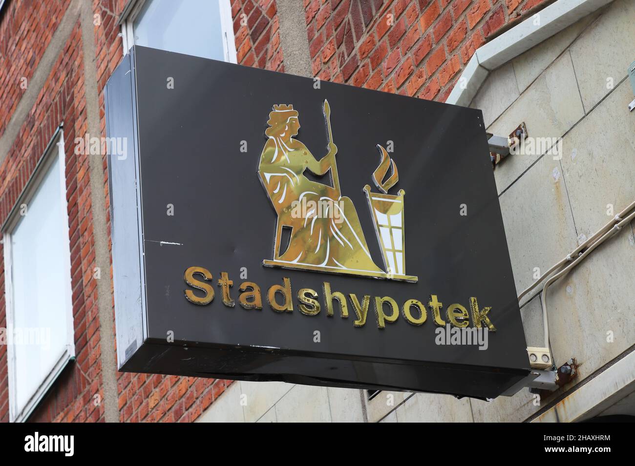 Eskilstuna, Sweden - August 11, 2021: The Stadshypotek bank logo, a brand of the Handelsbanken group.. Stock Photo