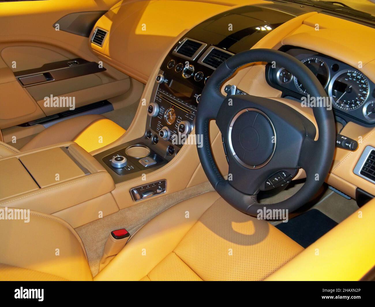 View of the interior of a modern automobile showing the dashboard. Car ...