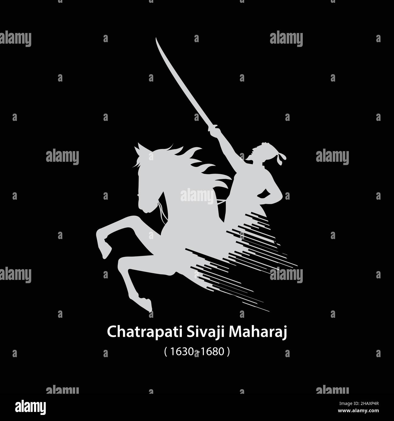 Chatrapati Sivaji Maharaj. A fighter against the Moguls, vector image of sivaji. Stock Vector