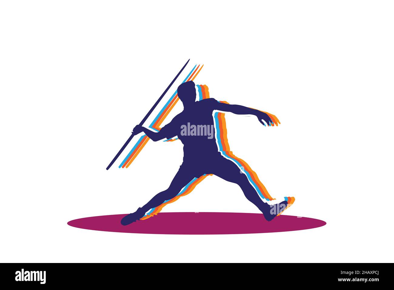 Javelin throwing Athlete. Javelin throw, athlete throwing, isolated vector silhouette. Athletics