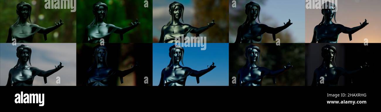 steel statue in 10 various environment, examples for designers - object ...