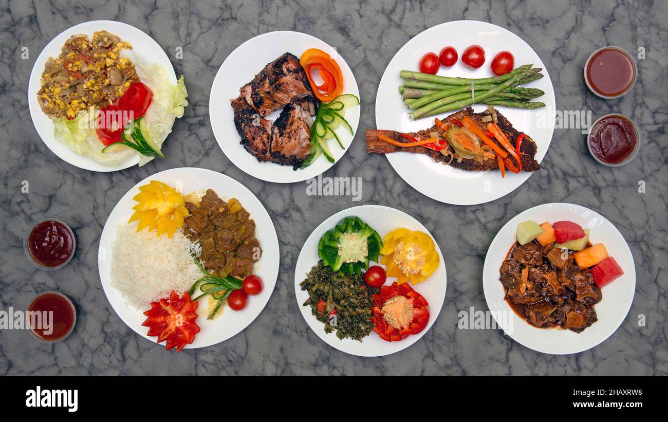 Selection of Jamaican & West Indian Food Stock Photo Alamy