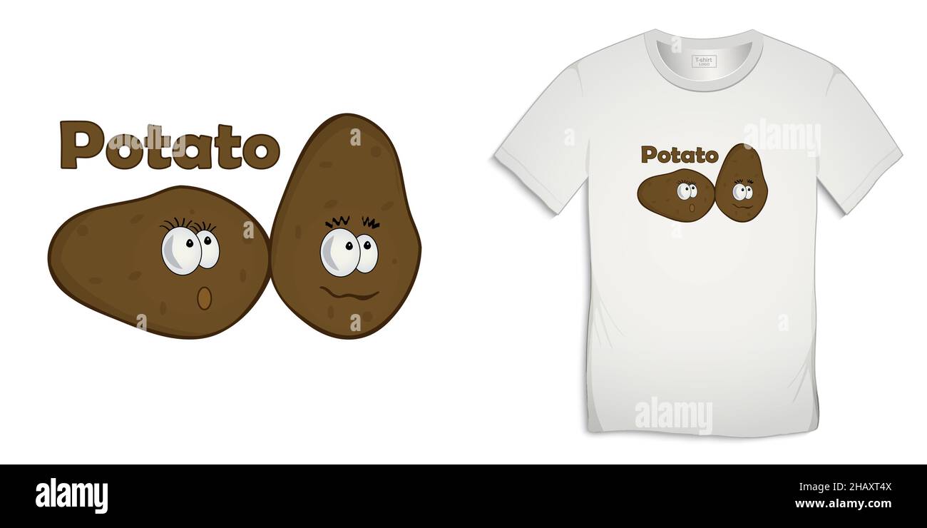 Potato cartoon icons, isolated on white background, t-shirt graphics design vector Stock Vector