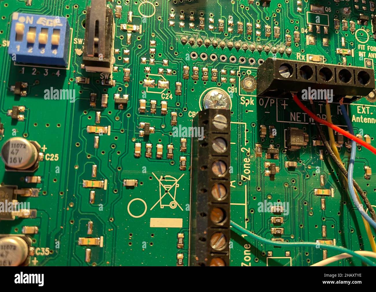 PRINTED CIRCUIT BOARD from an alarm system.Phto: Tony Gale Stock Photo