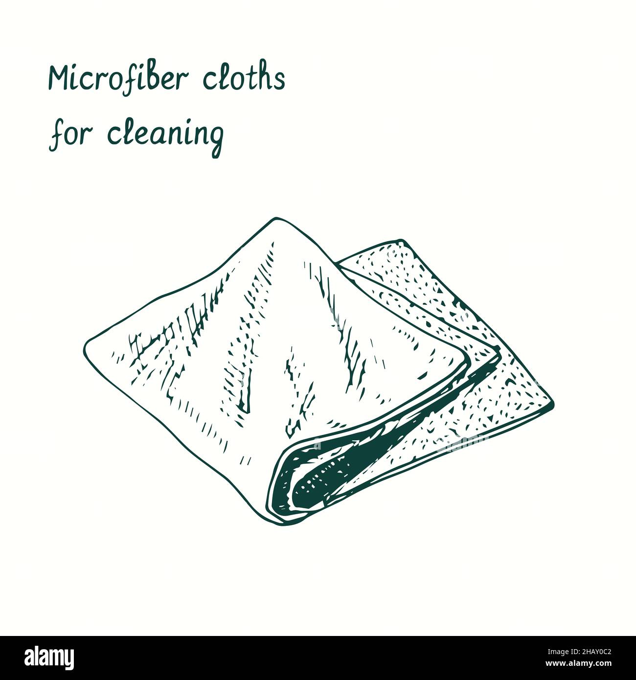 Microfiber cloths for cleaning. Ink black and white doodle drawing in