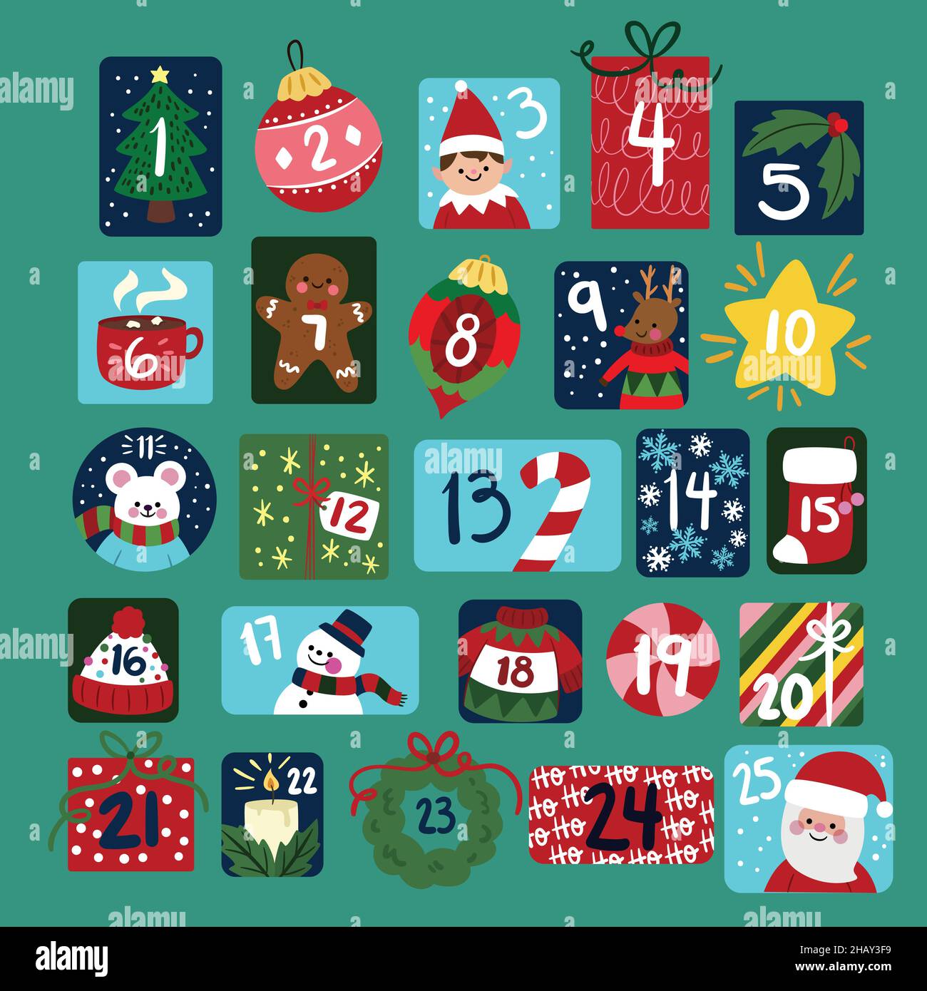 flat christmas advent calendar vector design illustration Stock Vector ...