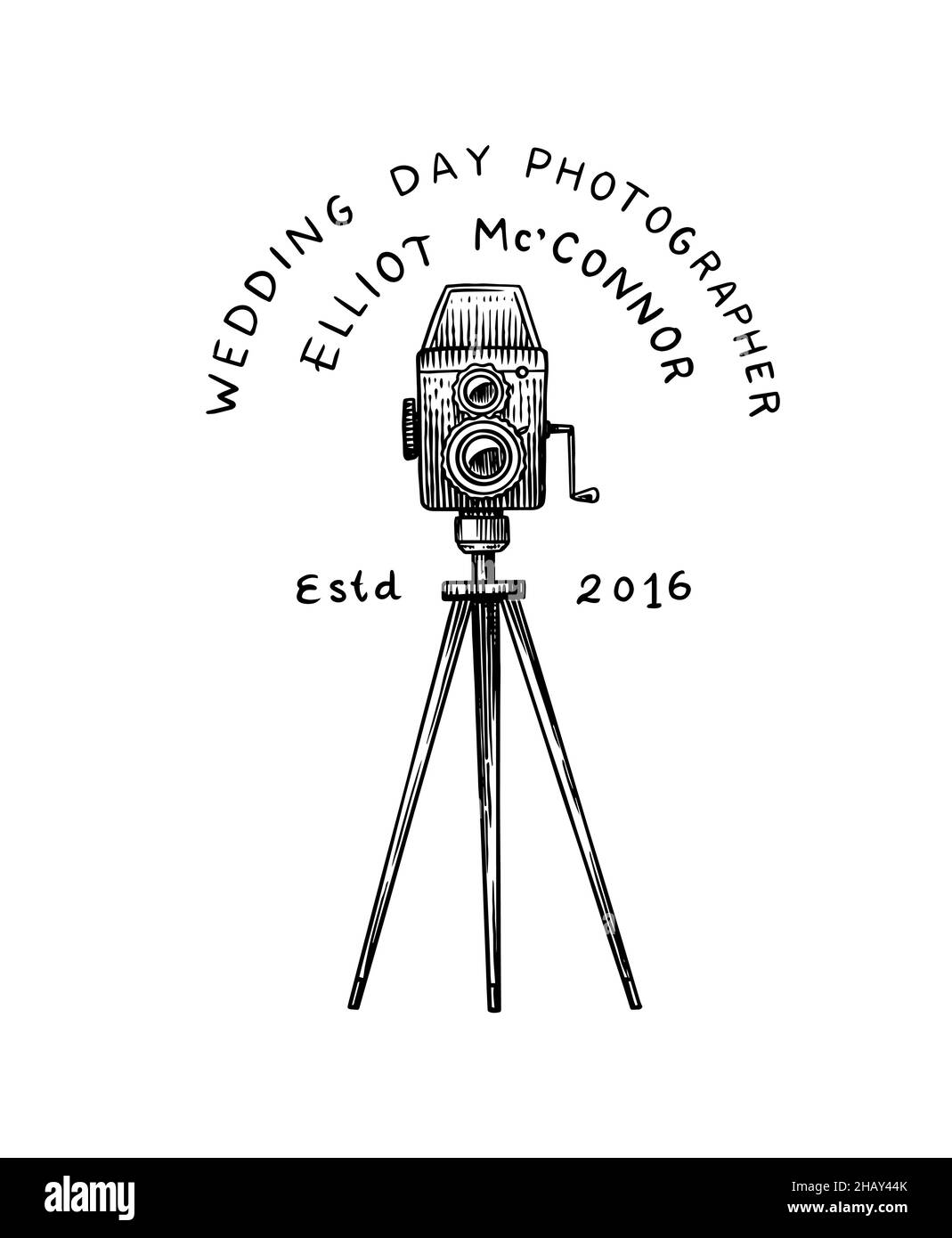 Photo camera for the holiday. Wedding photographer badge or logo. Template  for studio, vintage store or shop. Hand drawn sketch for postcard, banner  Stock Vector Image & Art - Alamy