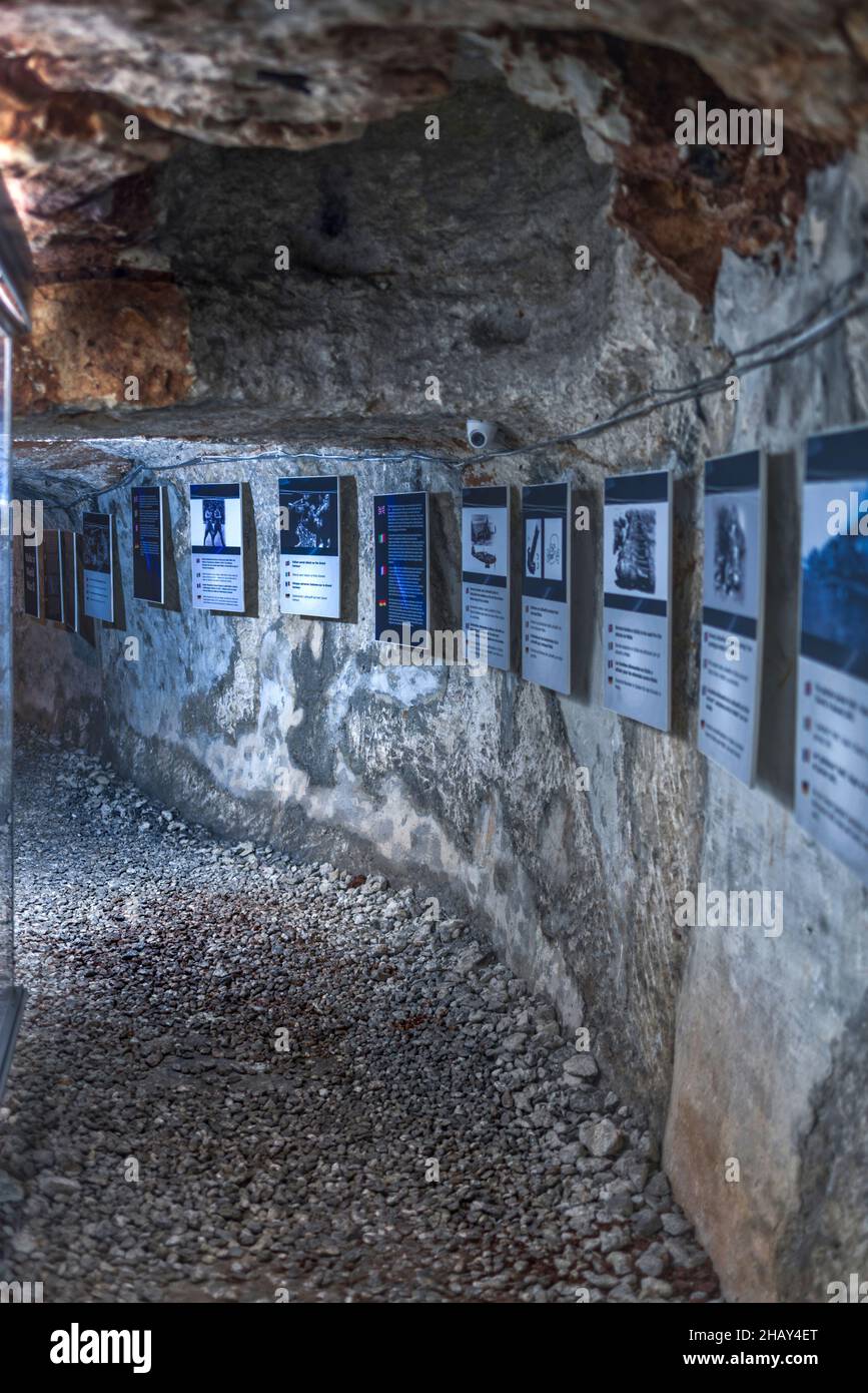 Underground air raid shelters from World War II - Mosta, Malta. Stock Photo