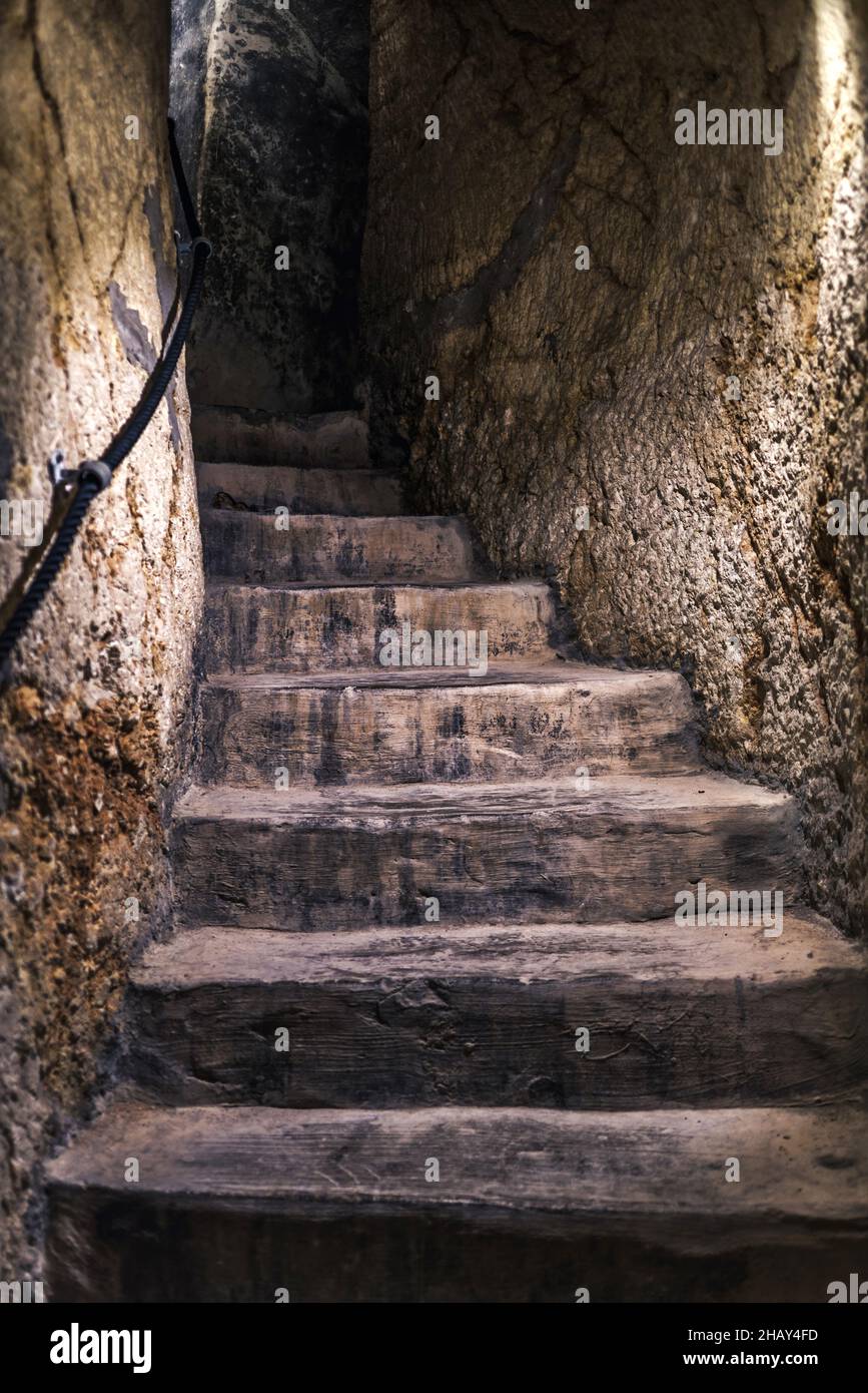 Underground air raid shelters from World War II - Mosta, Malta. Stock Photo