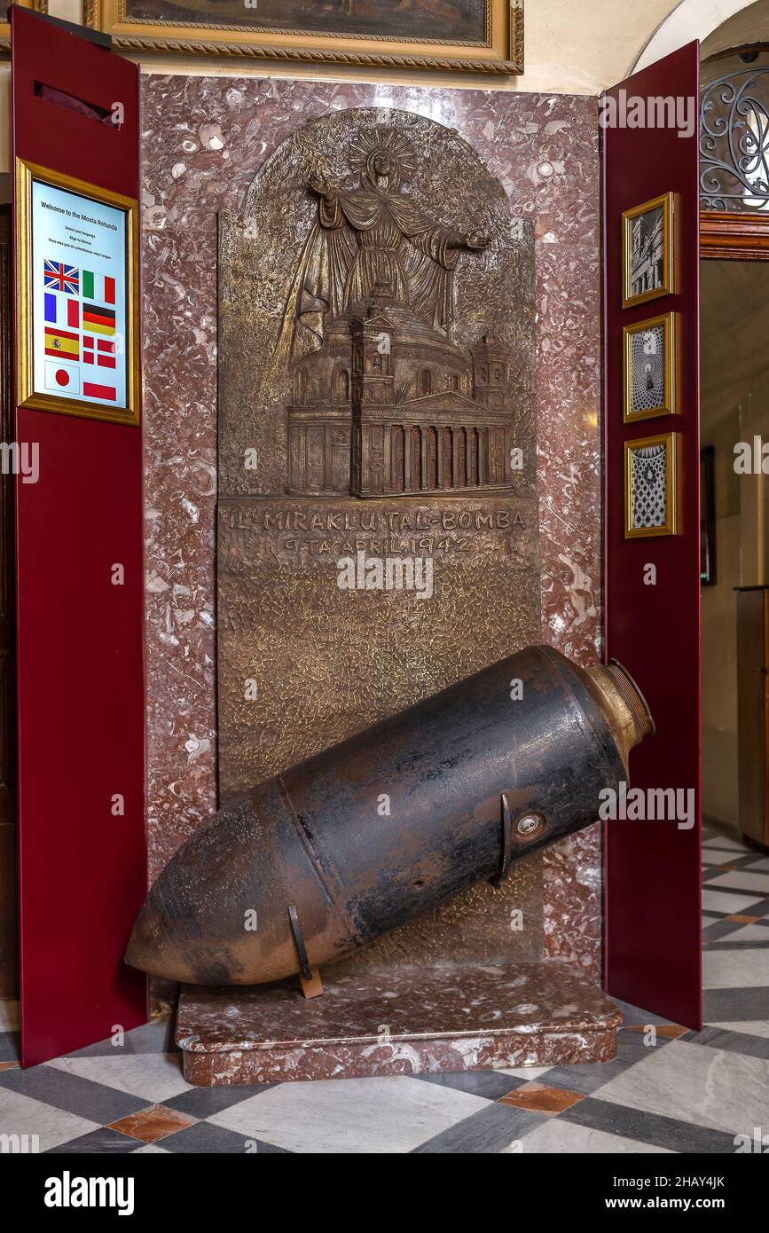 The shell of a 1000 kg German bomb that crashed through the dome in