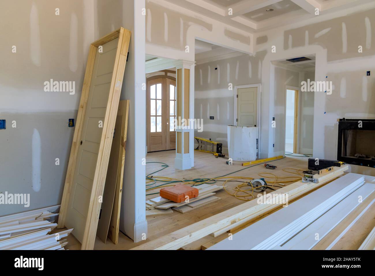 View of on stacker wooden material door molding trim with new house of