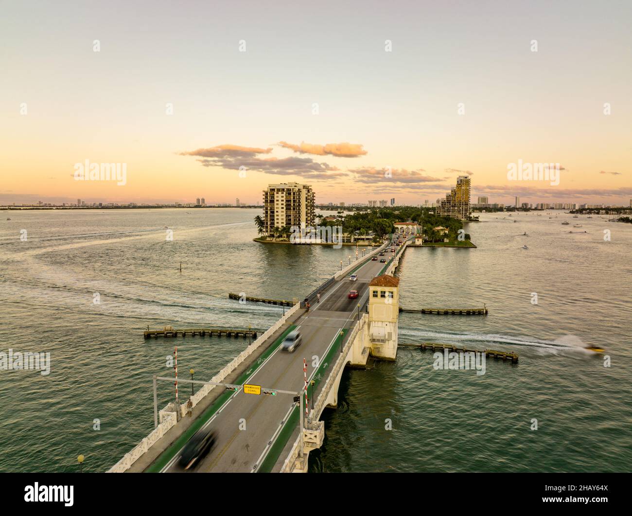 Aerial drone photo Miami Causeway Stock Photo Alamy