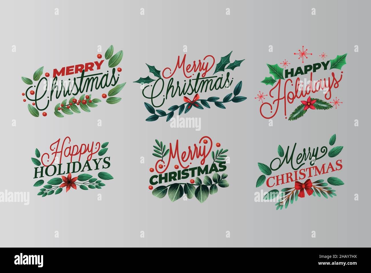 vintage christmas labels set vector design illustration Stock Vector ...