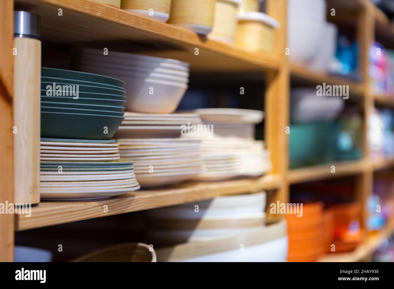 Ceramic plates in a tableware store Stock Photo - Alamy
