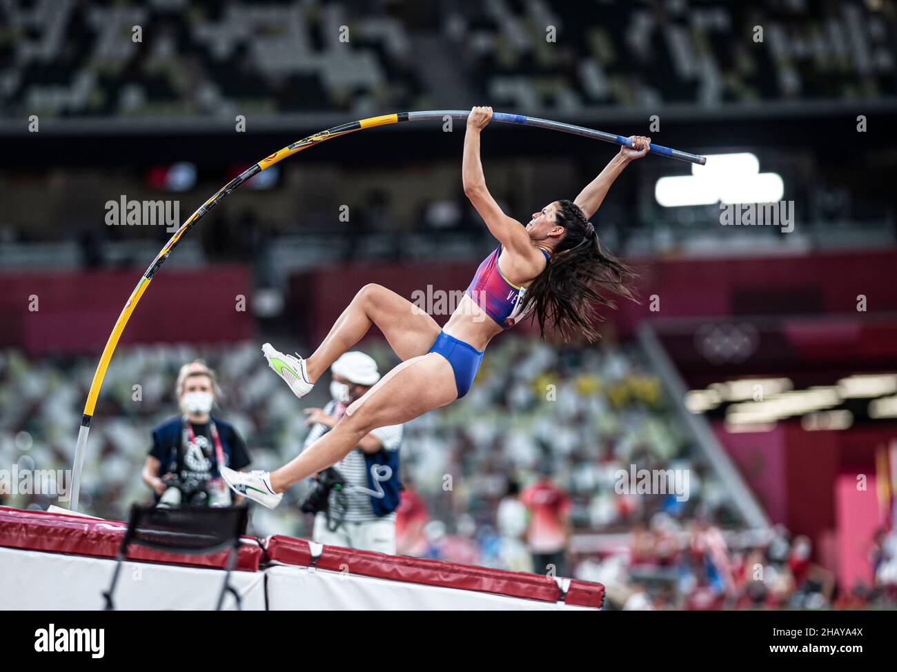 Robeilys Peinado participating in the Tokyo 2020 Olympics in the pole vault discipline. Stock Photo