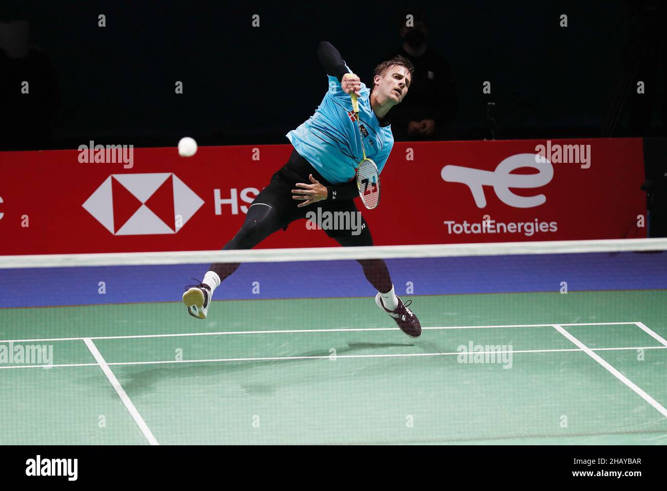 Huelva, Spain. 15th Dec, 2021. Hans-Kristian Solberg Vittinghus (DEN) Badminton : Vittinghus of Denmark during Mens Singles 2nd round match against Tsuneyama of Japan on the BWF 'TotalEnergies BWF World Championships 2021' at the Palacio de Los Deportes Carolina Marin in Huelva, Spain . Credit: Mutsu Kawamori/AFLO/Alamy Live News Stock Photo