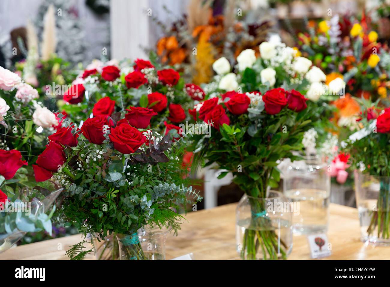 Flowers for sale at the flower shop. Luxury bouquets for sale at flower