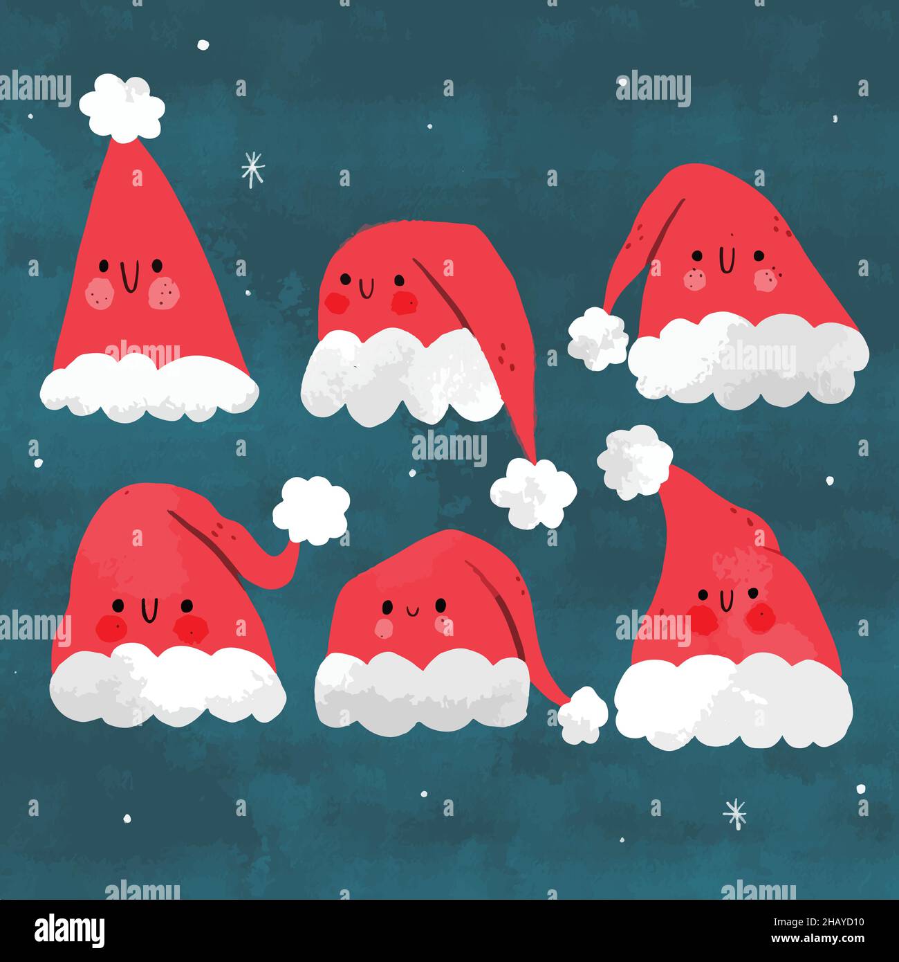 hand drawn santa s hat collection vector design illustration Stock Vector