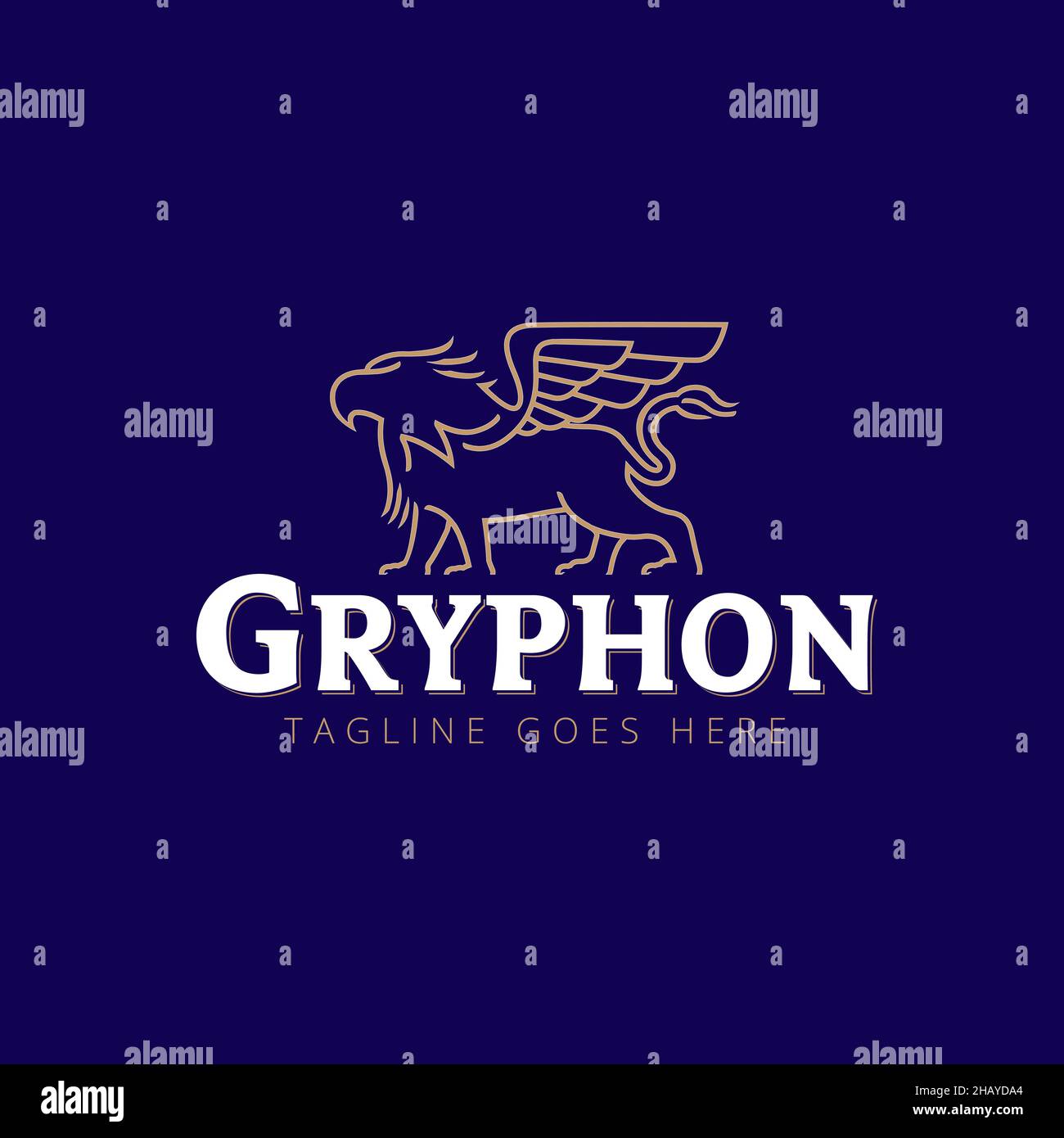 Gryphon vector illustration for commercial use line art style Stock Vector