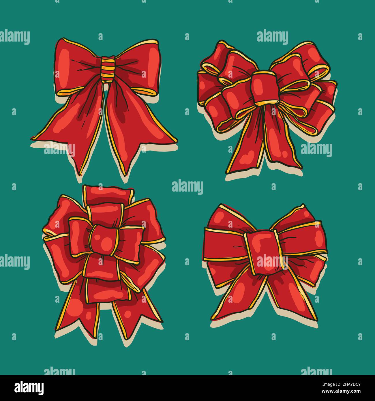 hand drawn christmas ribbon collection vector design illustration Stock ...