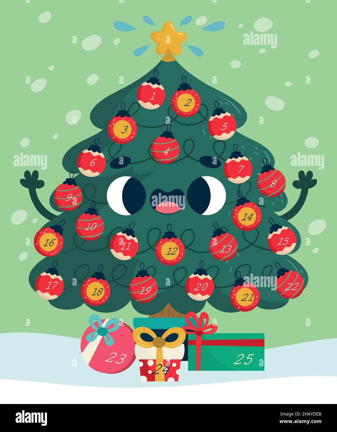 hand drawn advent calendar vector design illustration Stock Vector