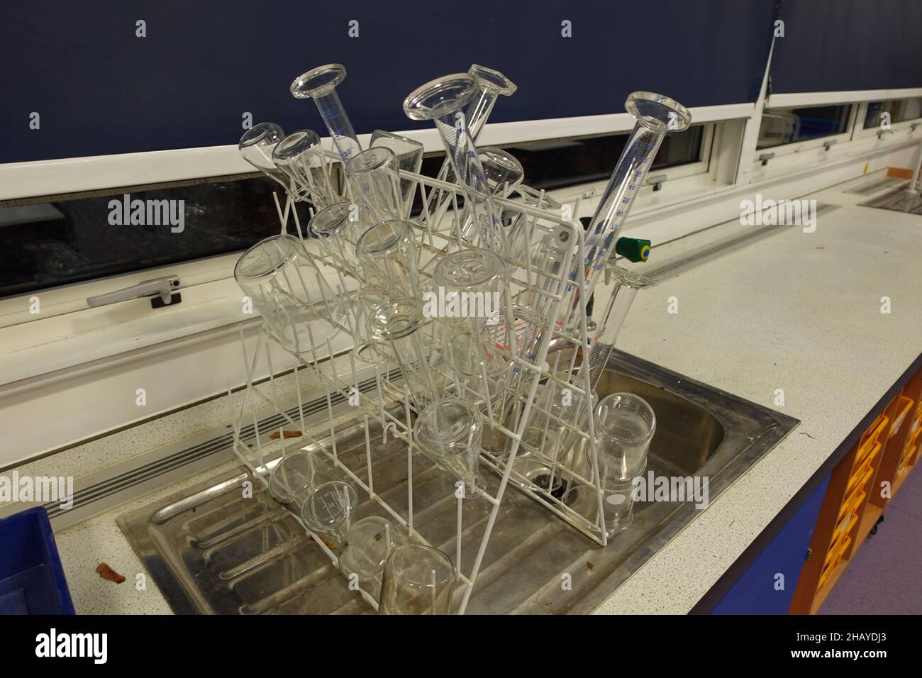 Science lab with shelves and equipment for chemical and biological ...