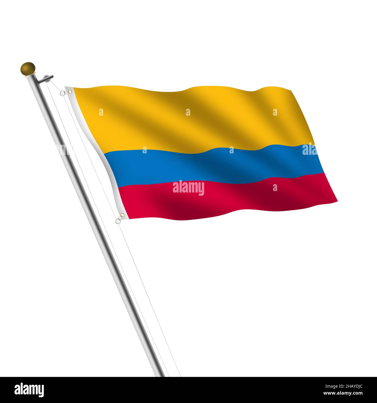 Colombia Flagpole 3d illustration on white with clipping path Stock Photo