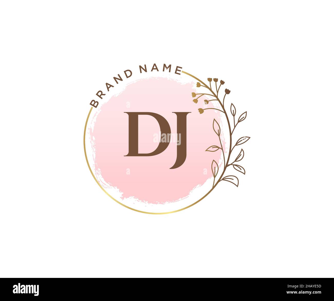 DJ feminine logo. Usable for Nature, Salon, Spa, Cosmetic and Beauty Logos. Flat Vector Logo Design Template Element. Stock Vector