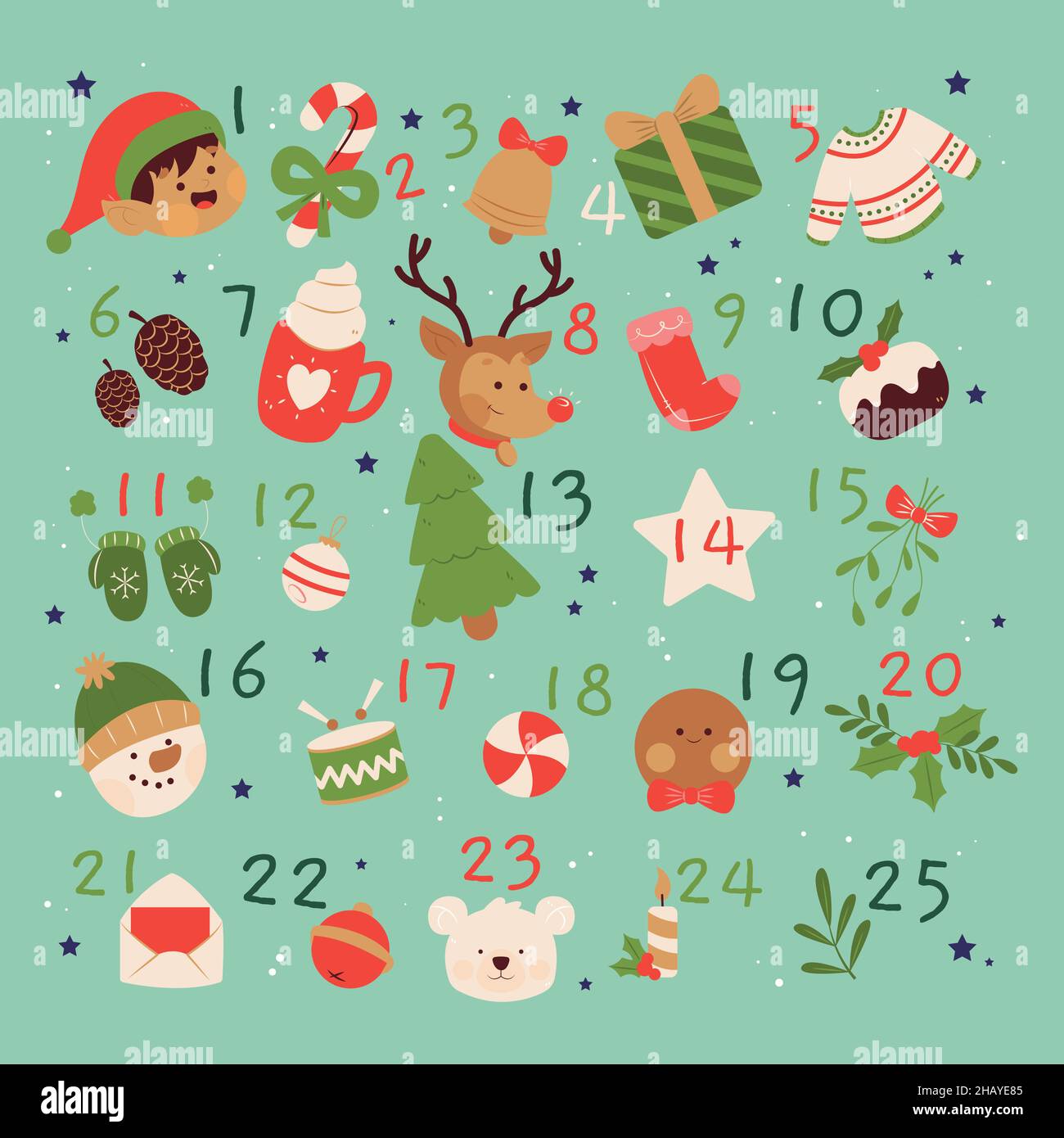 hand drawn advent calendar vector design illustration Stock Vector Image &  Art - Alamy