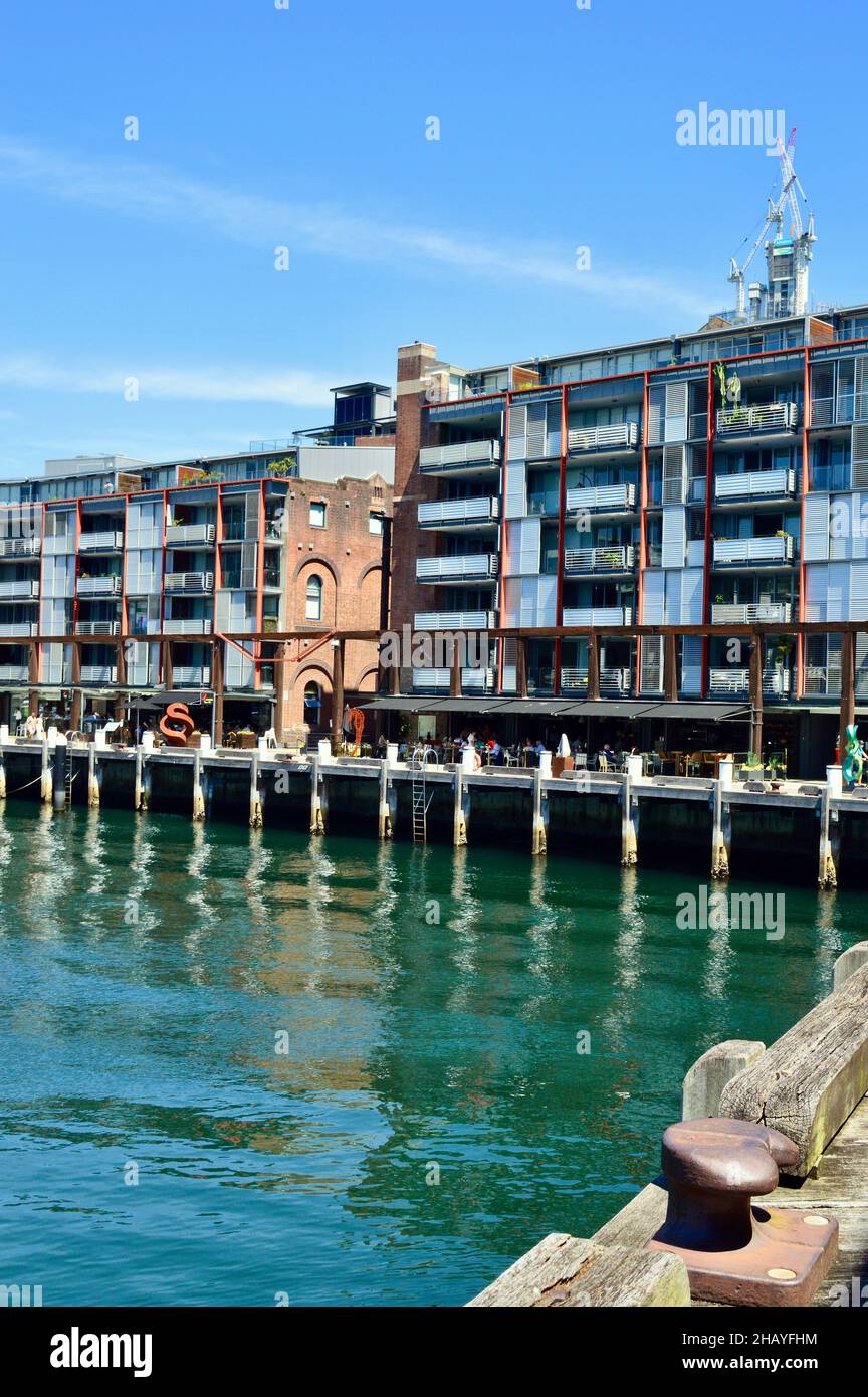 Apartments made from old style warehouses at the Hickson Road Wharf in