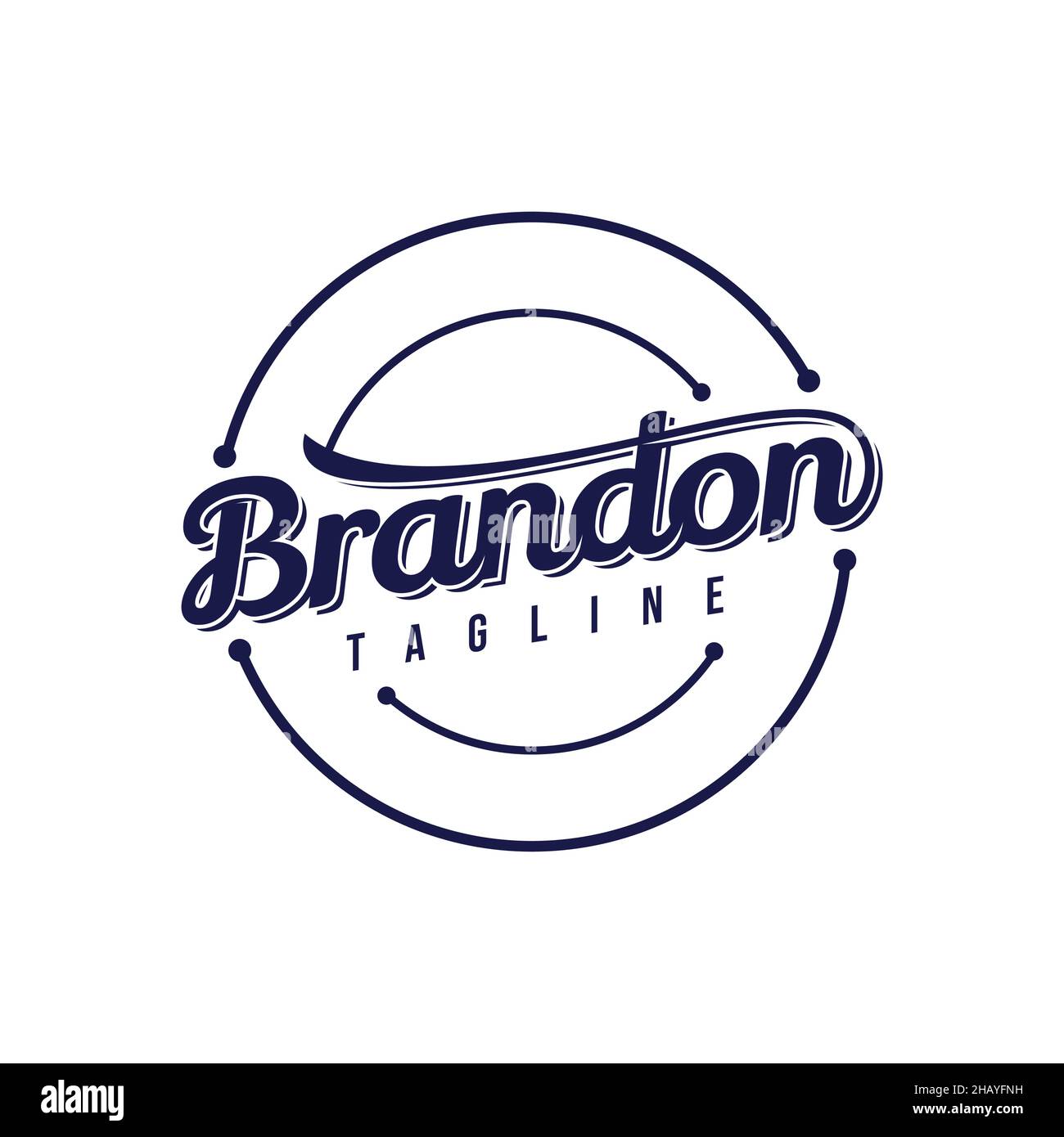 Brandon letter emblem design template. Handwriting name logo with creative  vector template for any company or business. Vector illustration Stock  Vector Image & Art - Alamy