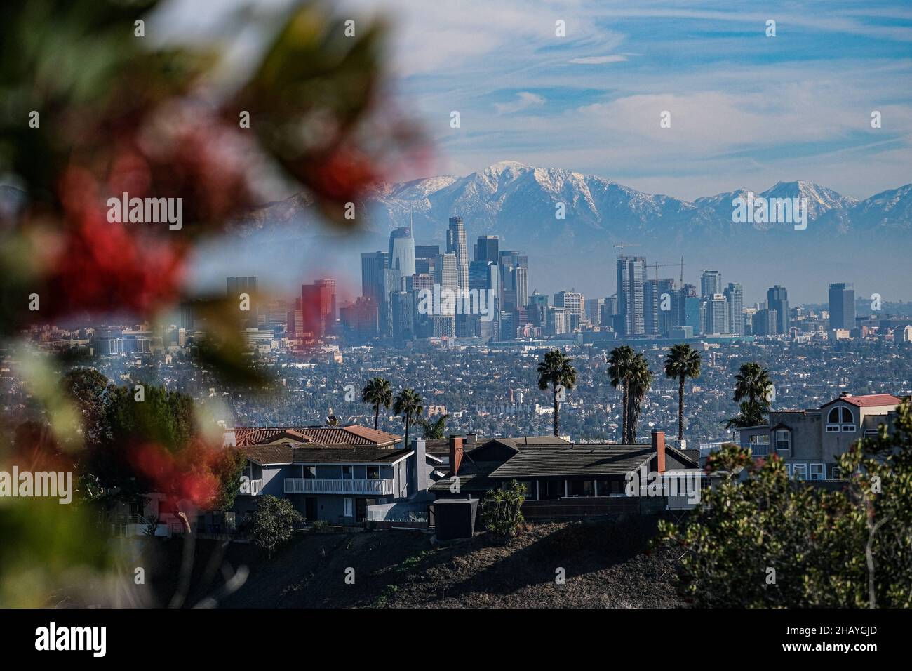 Los Angeles, California, USA. 15th Dec, 2021. Snow capped mountains ...
