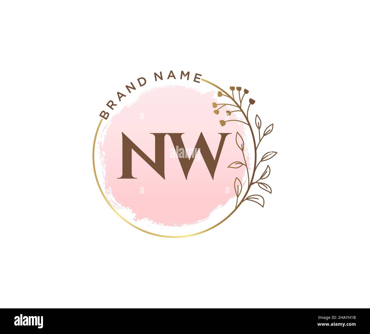 NW feminine logo. Usable for Nature, Salon, Spa, Cosmetic and Beauty Logos. Flat Vector Logo Design Template Element. Stock Vector