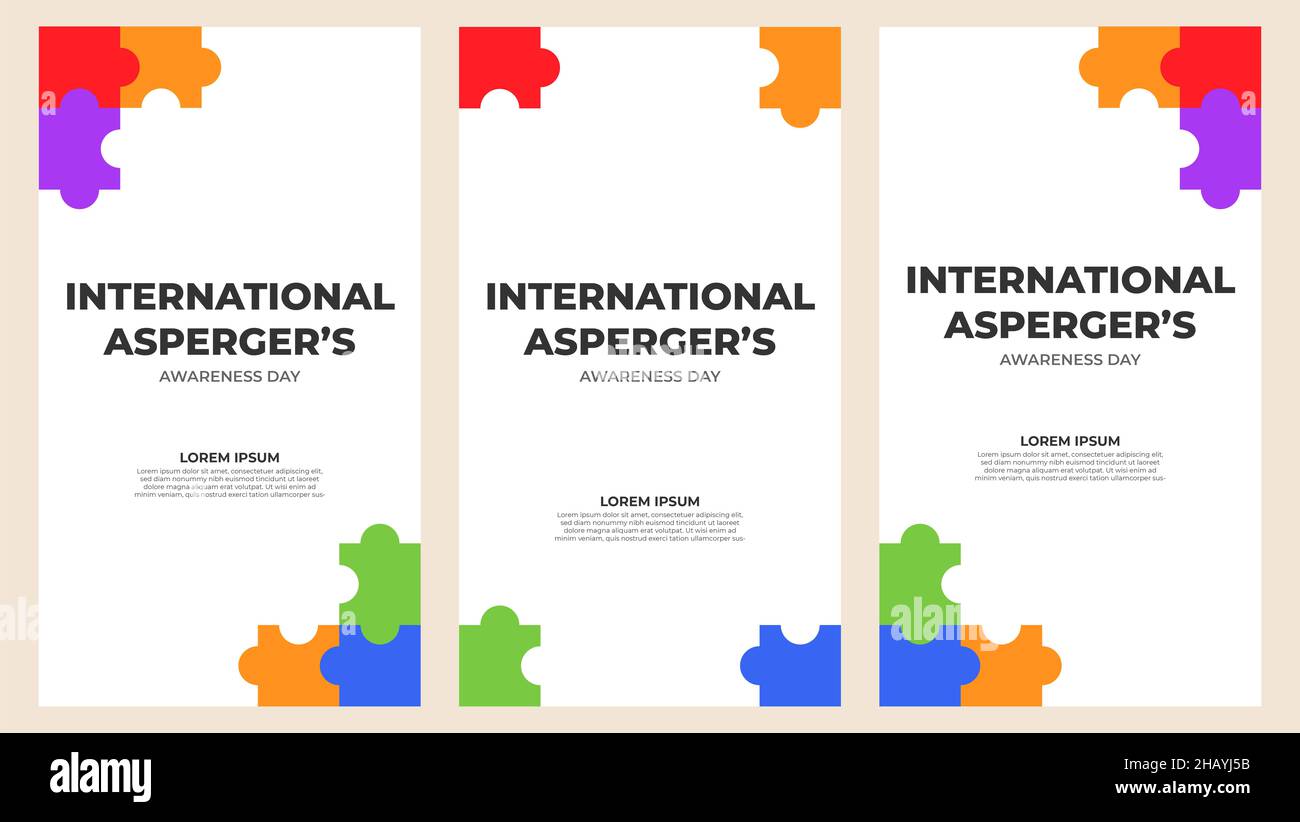 international aspergers awareness day social media stories design Stock ...