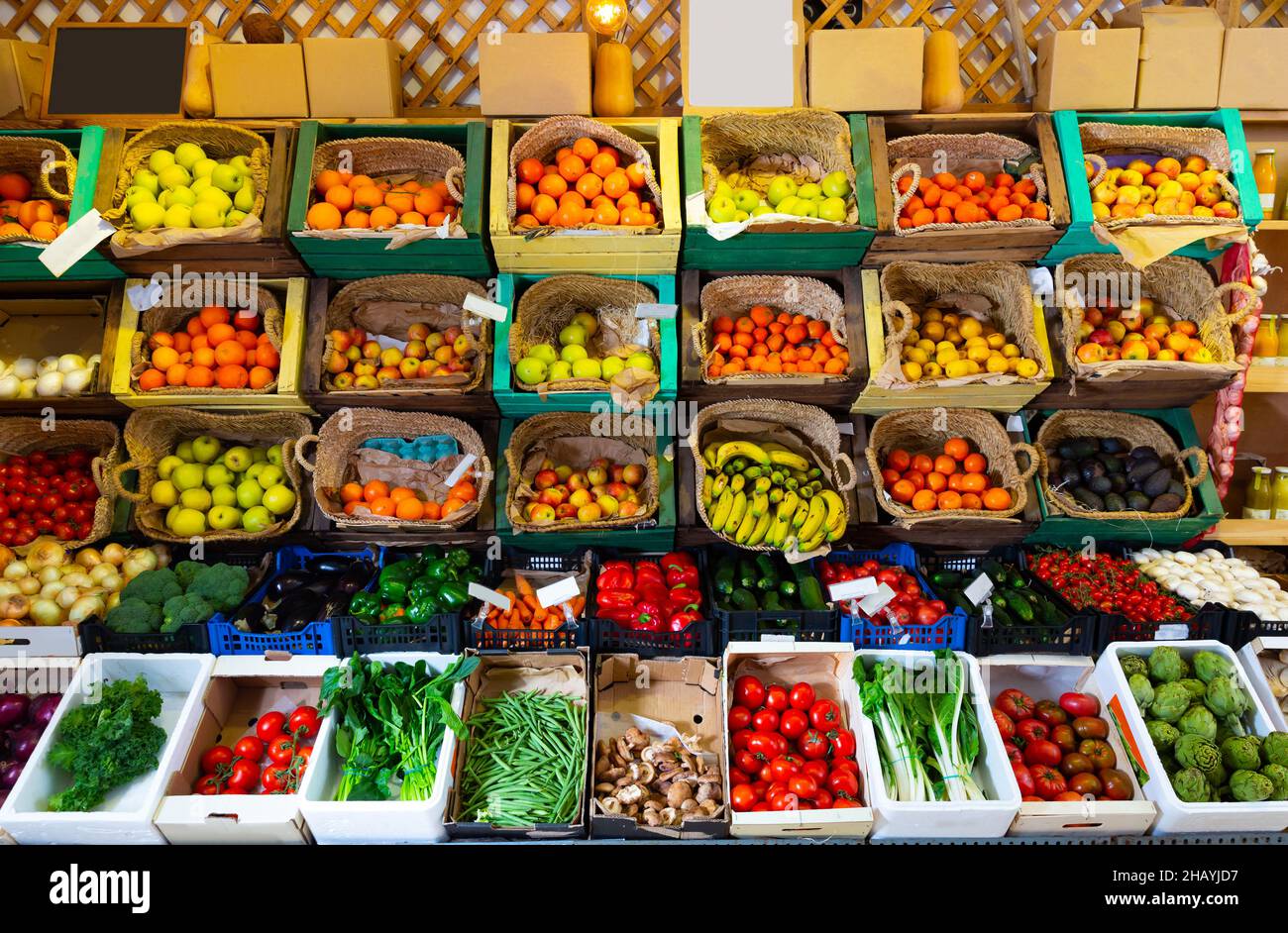 Fruits and vegetables in greengrocery Stock Photo - Alamy